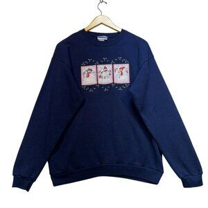 Vintage Endless Designs Women Snowman Sweatshirt Large Crewneck Christmas Casual